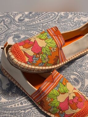 Sakroots Orange Floral Canvas Espadrilles for Women